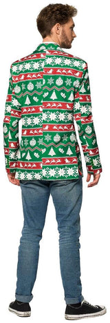 Stylish Suitmeister Christmas Green Nordic Blazer for Holiday Parties and Festive Gatherings