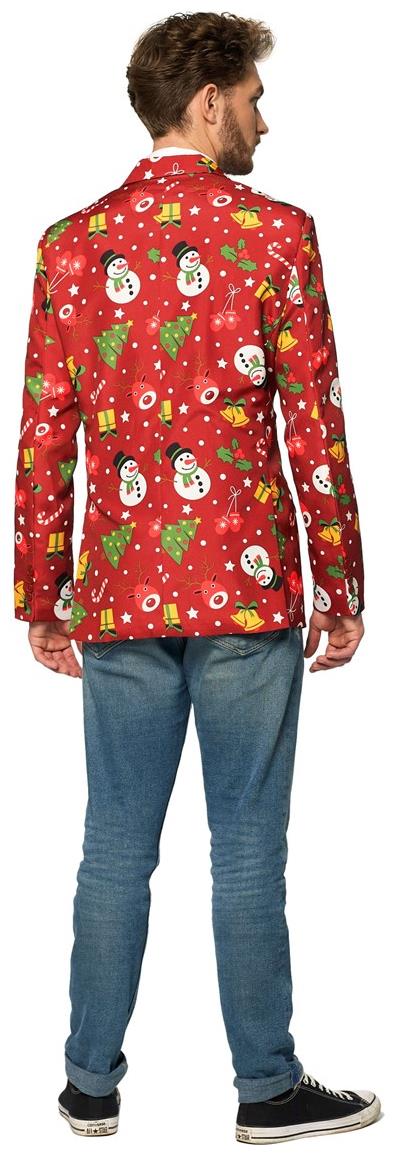 Festive Suitmeister Men's Christmas Red Icons Jacket with Lights for Holiday Parties and Celebrations