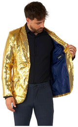 Eye-Catching Gold Sequin Blazer for Parties Events and Holiday Celebrations
