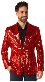 Stunning Suitmeister Men's Red Sequins Blazer for Parties Events and Special Celebrations