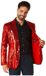 Stunning Suitmeister Men's Red Sequins Blazer for Parties Events and Special Celebrations