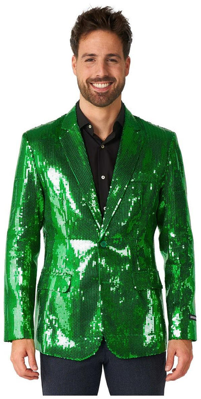 Stunning Suitmeister Men's Green Sequin Blazer for St. Patrick's Day and Festive Celebrations