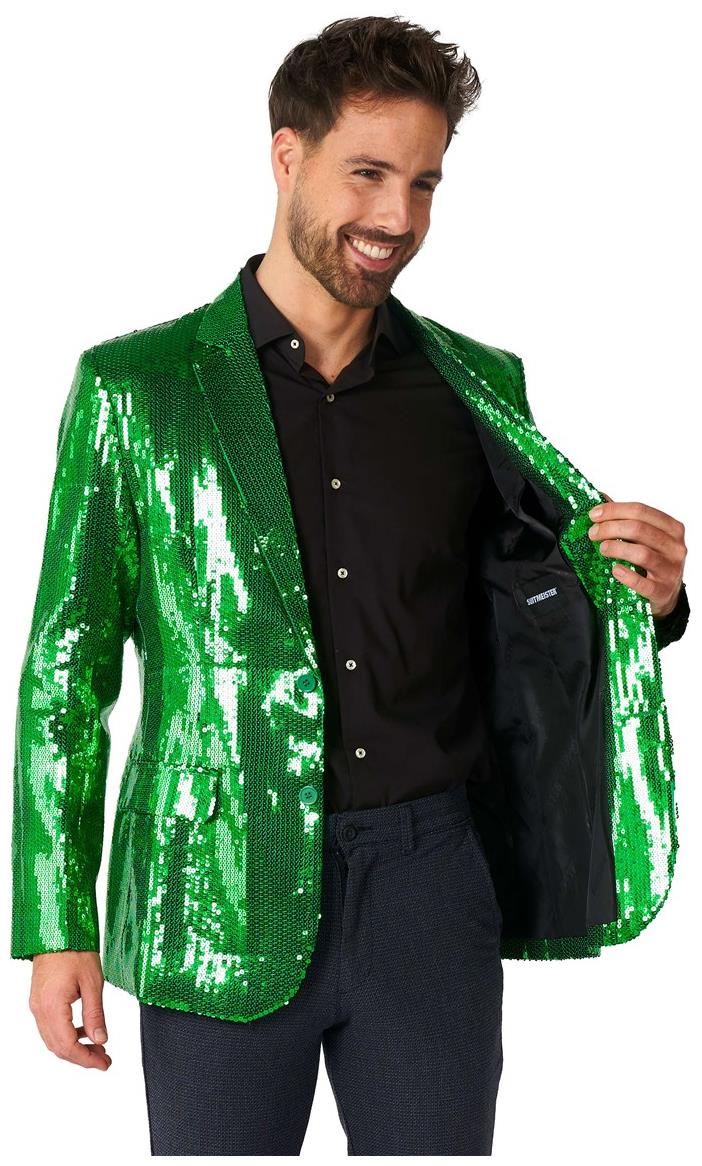 Stunning Suitmeister Men's Green Sequin Blazer for St. Patrick's Day and Festive Celebrations