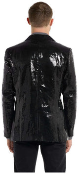 Shiny Black Sequin Blazer for Parties Events and Special Occasions