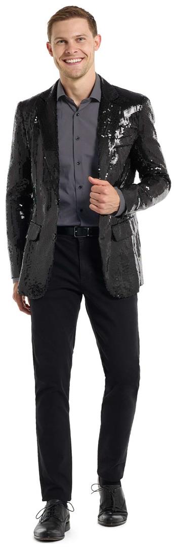 Shiny Black Sequin Blazer for Parties Events and Special Occasions