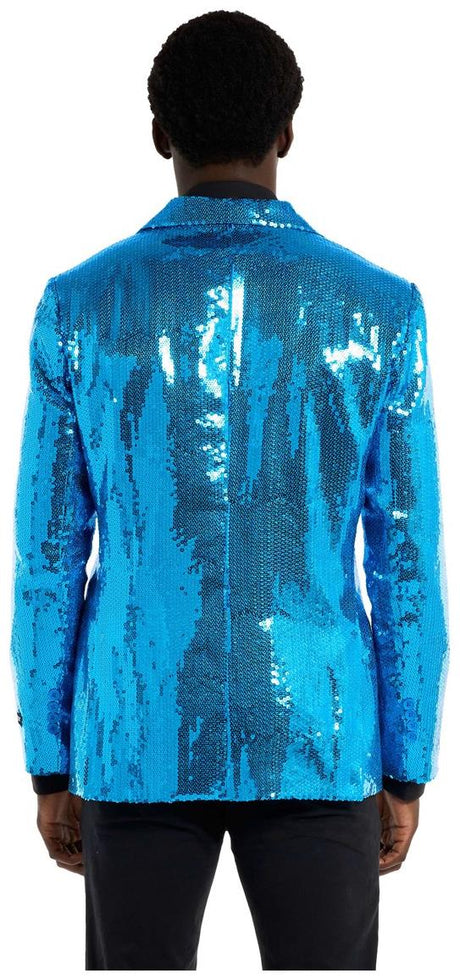 Eye-Catching Suitmeister Men's Sequins Blue Blazer for Parties Events and Night Out Fashion