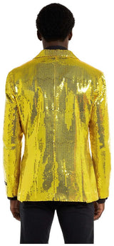 Stylish Suitmeister Men's Yellow Sequins Blazer for Festive Events Parties and Special Occasions