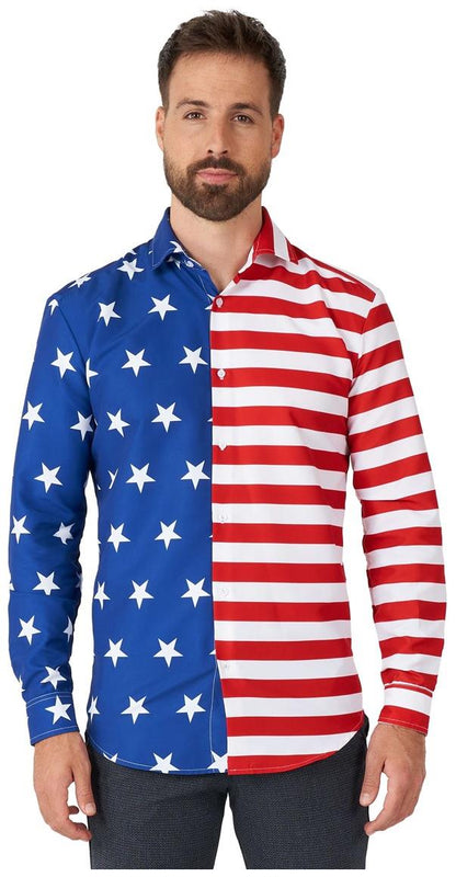Stylish Suitmeister Men's USA Flag Shirt for Summer BBQs Fourth of July and Patriotic Events