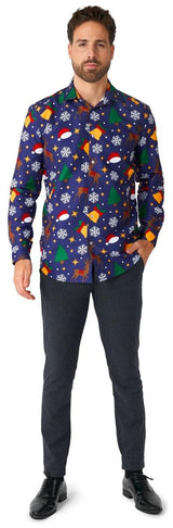 Suitmeister Men's Shirts Christmas Icons Blue