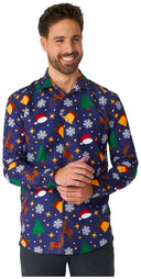 Suitmeister Men's Shirts Christmas Icons Blue