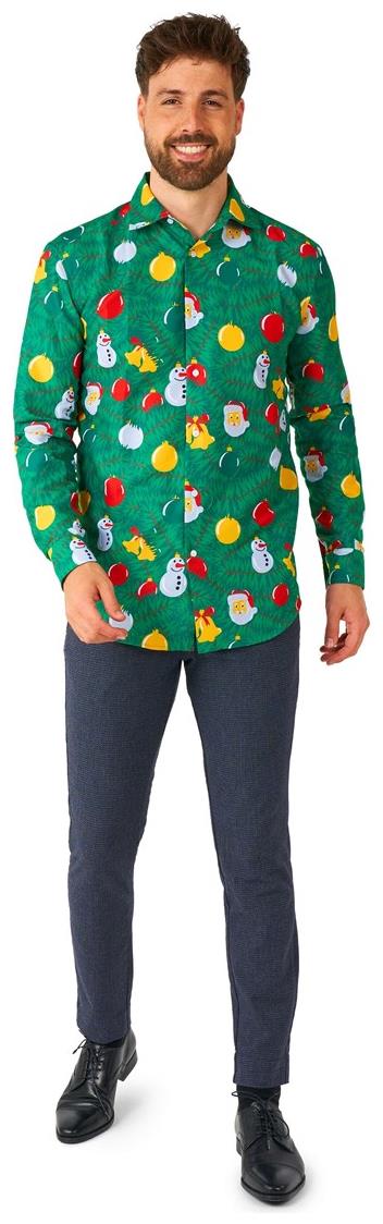 Festive Suitmeister Men's Christmas Ornaments Shirt for Holiday Parties Gatherings and Stylish Celebrations