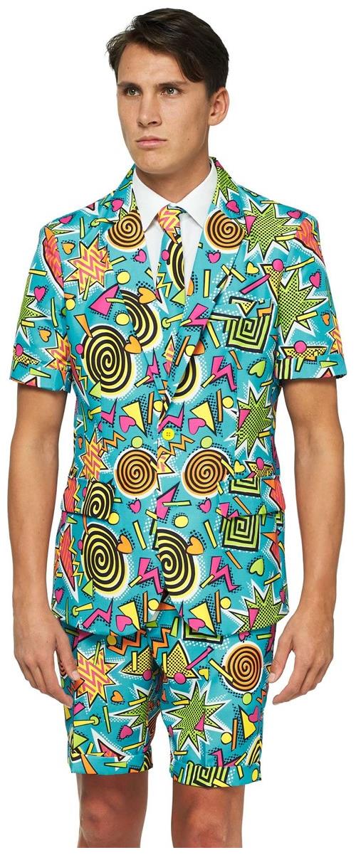 Retro Blue 90's Suit for Summer Events Parties and Nostalgic Dress Up