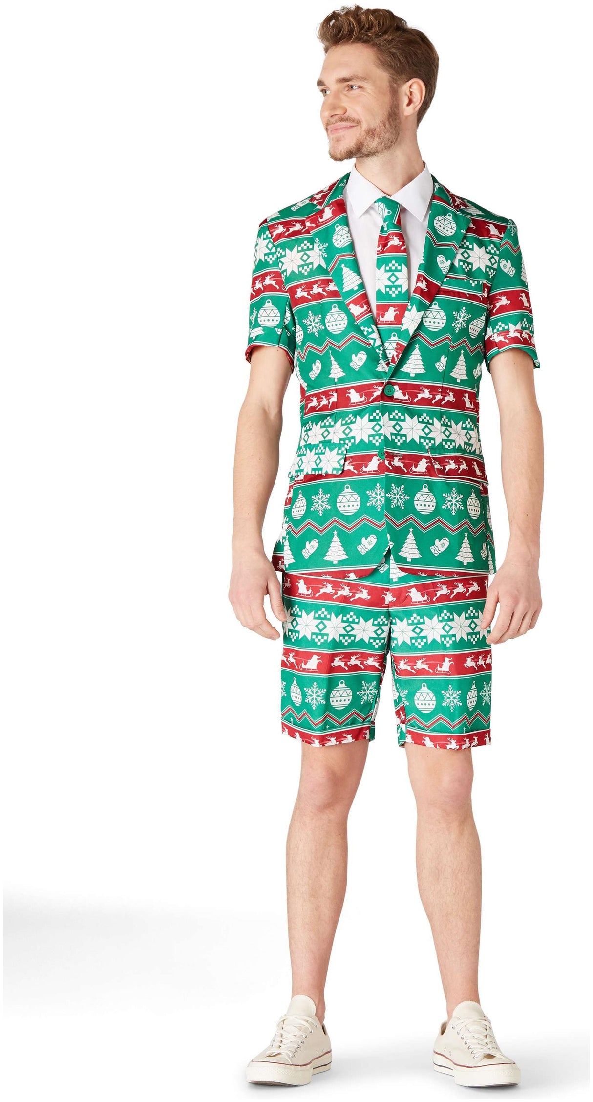 Stylish Suitmeister Green Nordic Summer Suit for Christmas Celebrations and Holiday Parties
