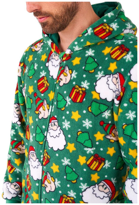 Cozy Suitmeister Santa Elves Green Onesie for Holiday Parties and Festive Celebrations