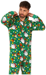 Suitmeister Men's Onesies Santa Elves Green