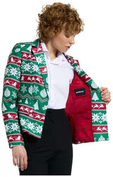 Suitmeister Women's Blazers WMNS Christmas Green Nordic Jacket