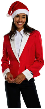 Stylish Suitmeister Women's Santa Faux Fur Blazer for Christmas Celebrations and Festive Events
