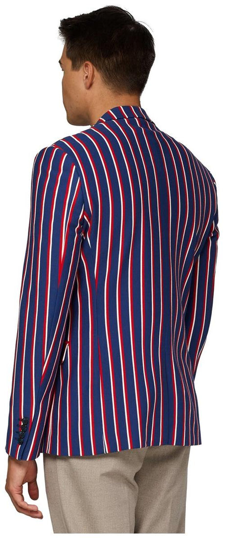 OppoSuits Deluxe Men's Blazers Supportswear - Cheer Stripes - Cobalt Blue