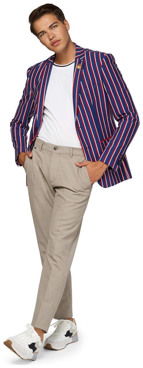 OppoSuits Deluxe Men's Blazers Supportswear - Cheer Stripes - Cobalt Blue