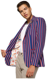 OppoSuits Deluxe Men's Blazers Supportswear - Cheer Stripes - Cobalt Blue