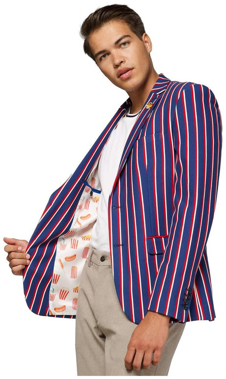 OppoSuits Deluxe Men's Blazers Supportswear - Cheer Stripes - Cobalt Blue
