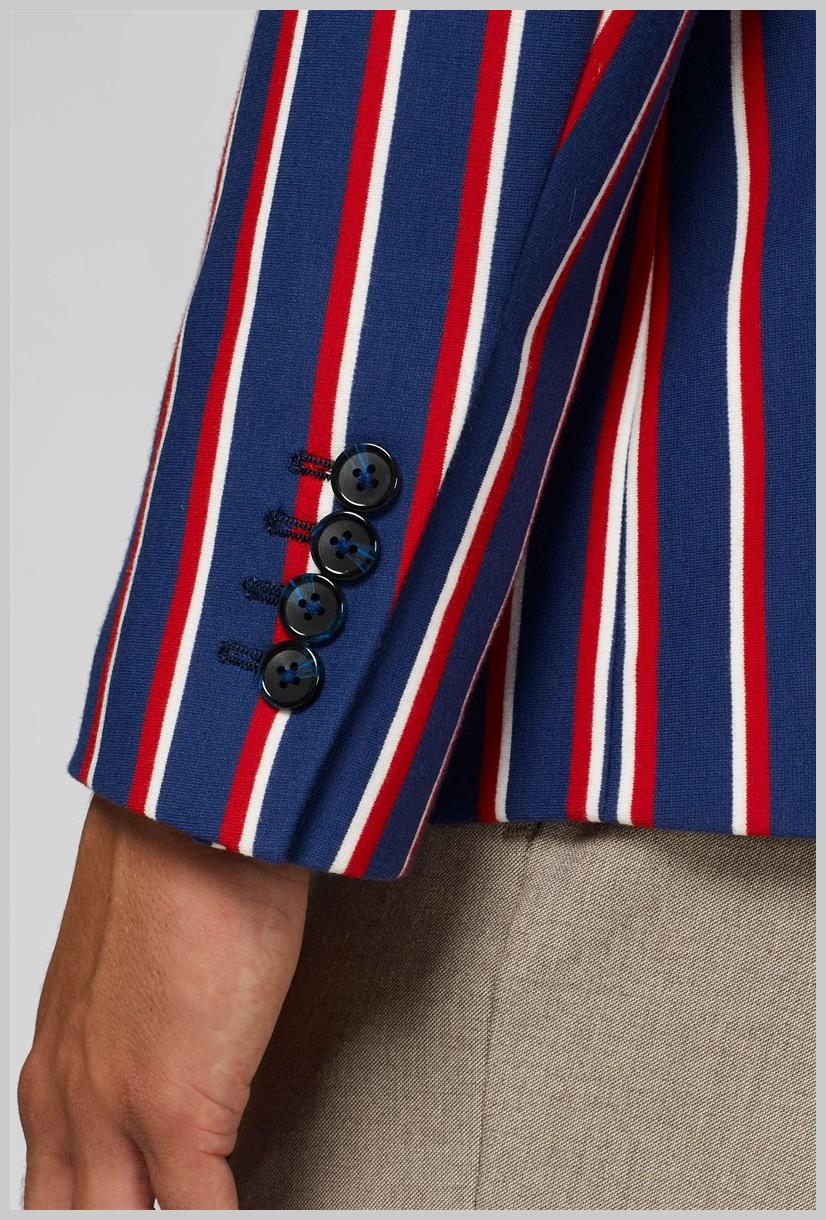 OppoSuits Deluxe Men's Blazers Supportswear - Cheer Stripes - Cobalt Blue
