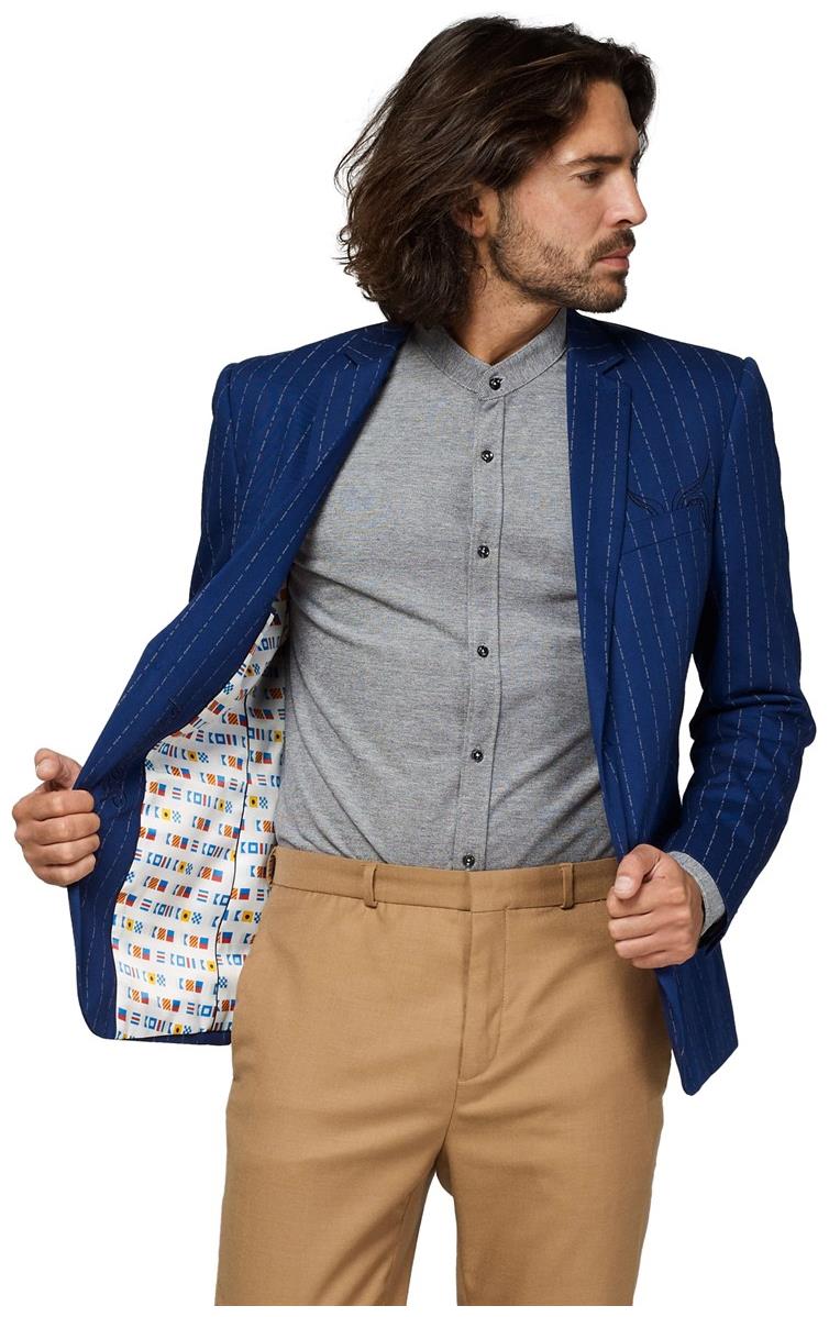 OppoSuits Deluxe Men's Blazers Uniform - Captain - Washed Navy