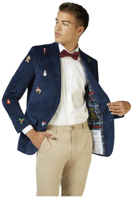 OppoSuits Deluxe Men's Blazers Christmas - X-Mas Icons - Navy