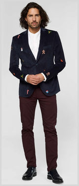 OppoSuits Deluxe Men's Blazers Christmas - X-Mas Icons - Navy