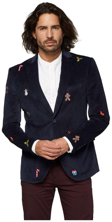 OppoSuits Deluxe Men's Blazers Christmas - X-Mas Icons - Navy