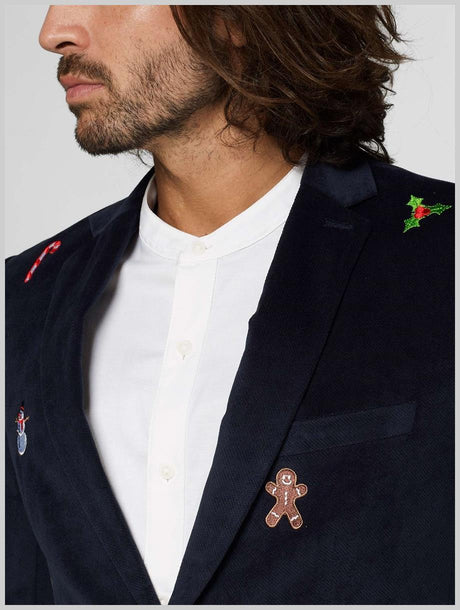 OppoSuits Deluxe Men's Blazers Christmas - X-Mas Icons - Navy