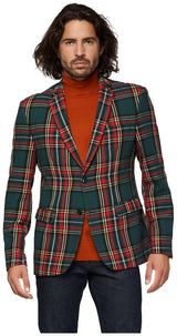 Stylish OppoSuits Deluxe Men's Tartan Blazer for Christmas Parties and Holiday Celebrations