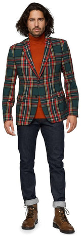 Stylish OppoSuits Deluxe Men's Tartan Blazer for Christmas Parties and Holiday Celebrations