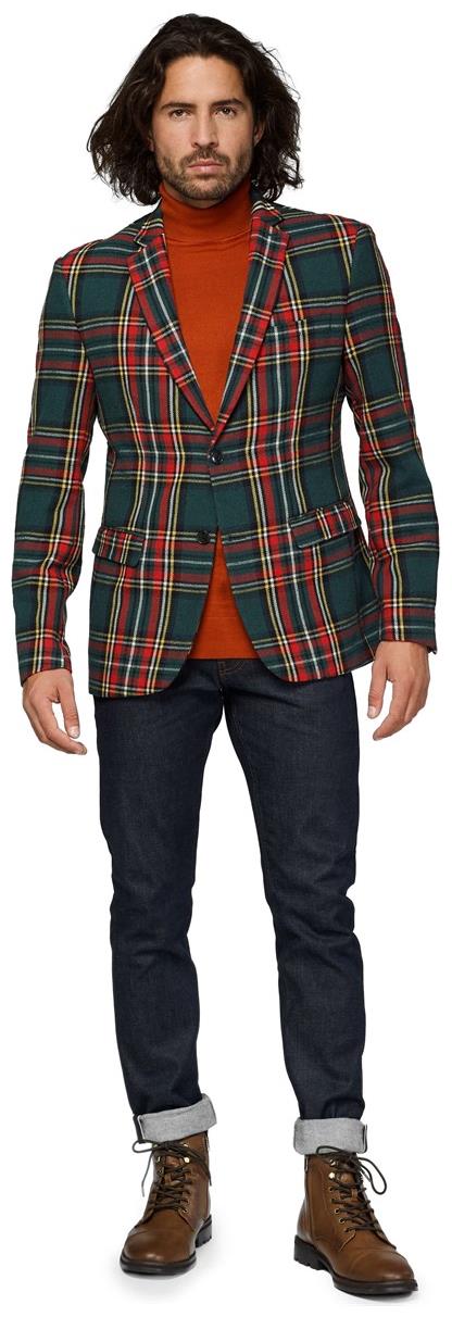 Stylish OppoSuits Deluxe Men's Tartan Blazer for Christmas Parties and Holiday Celebrations