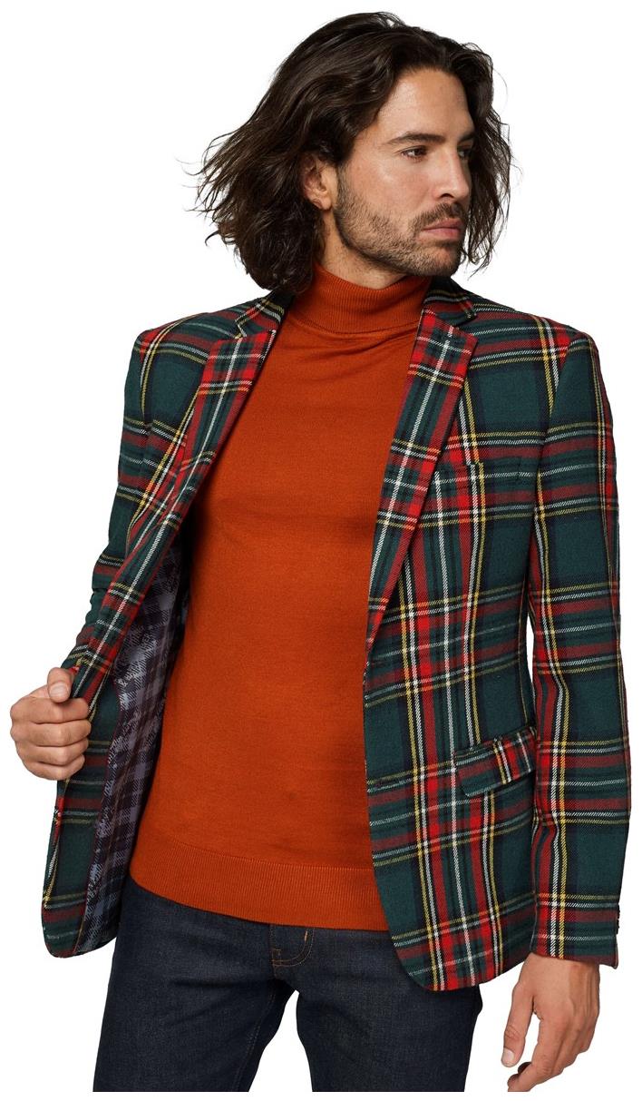 Stylish OppoSuits Deluxe Men's Tartan Blazer for Christmas Parties and Holiday Celebrations