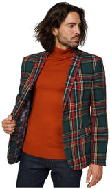 Stylish OppoSuits Deluxe Men's Tartan Blazer for Christmas Parties and Holiday Celebrations