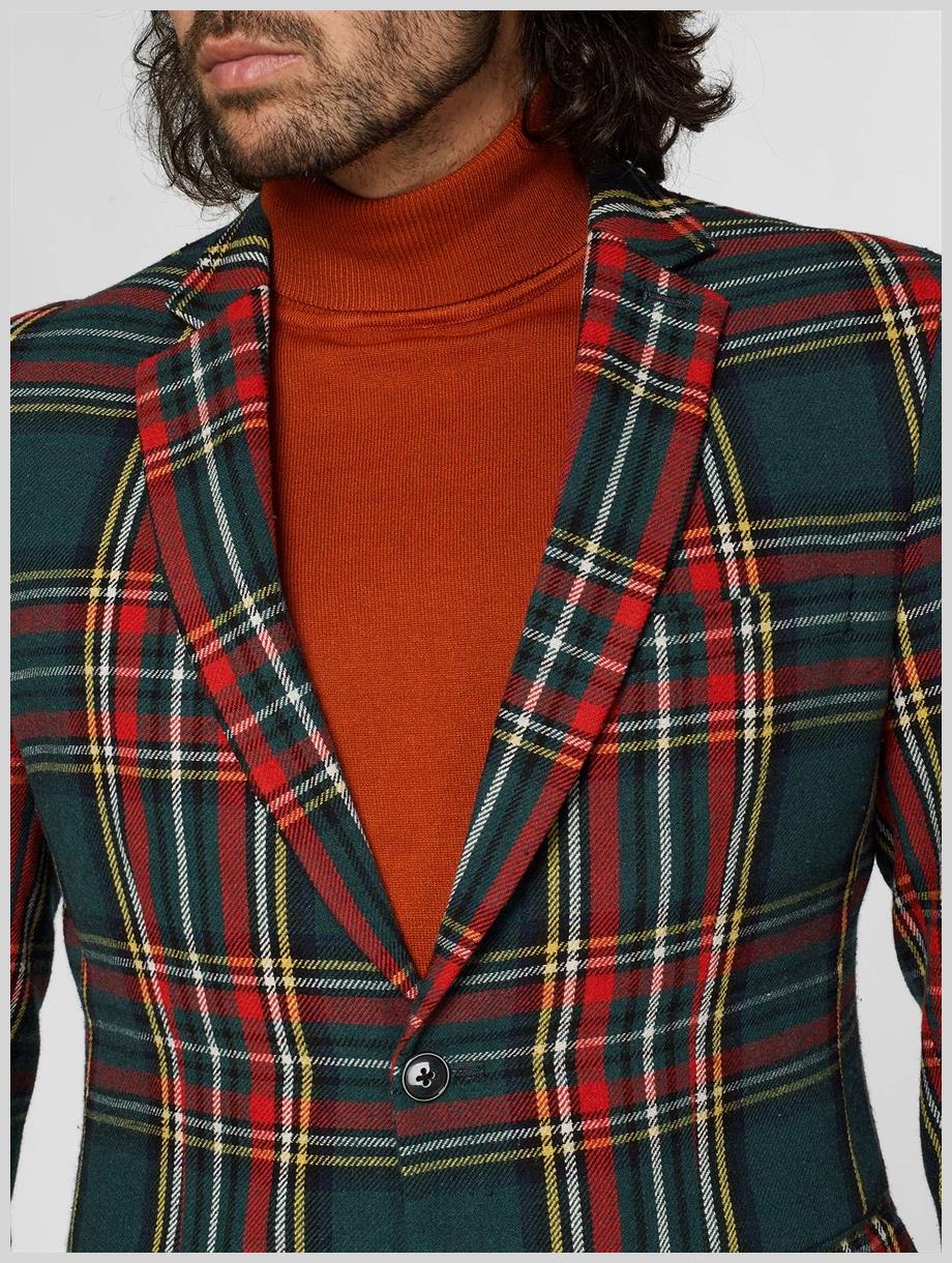 Stylish OppoSuits Deluxe Men's Tartan Blazer for Christmas Parties and Holiday Celebrations