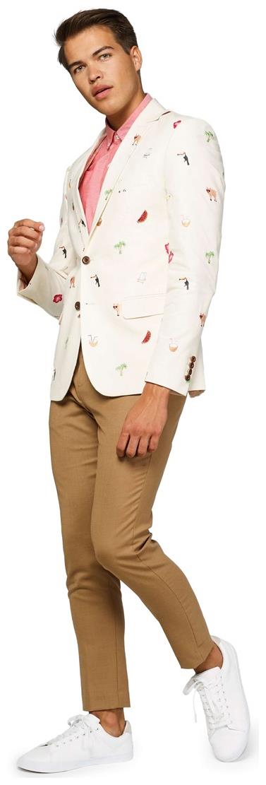 OppoSuits Deluxe Men's Blazers Tropical - Summer Icons - Off White