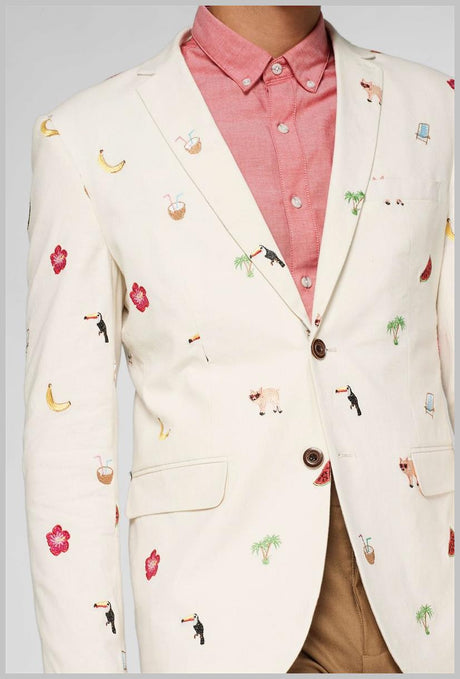 OppoSuits Deluxe Men's Blazers Tropical - Summer Icons - Off White