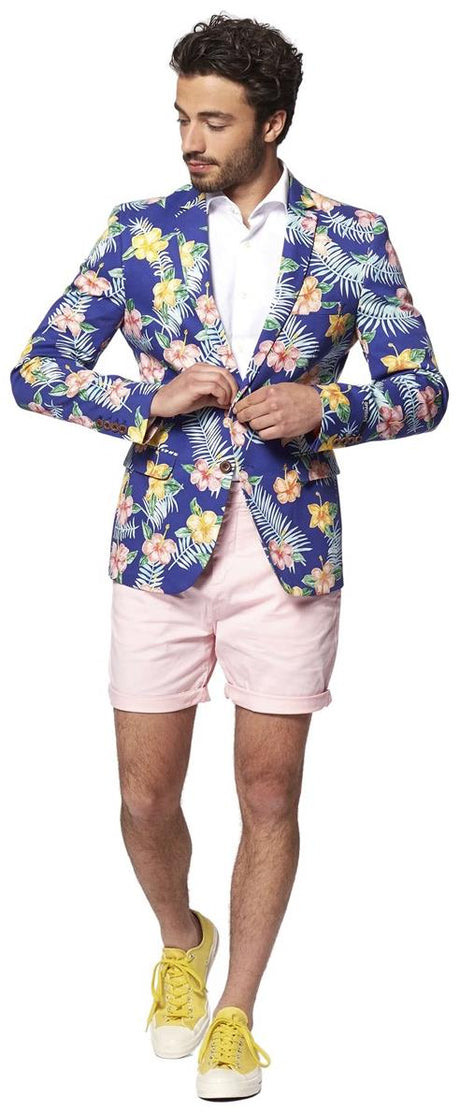 Stylish OppoSuits Deluxe Men's Blazer Tropical Flowers for Summer Events and Fashion-forward Occasions