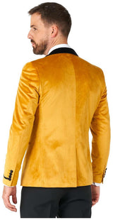 Gold Velvet Dinner Jacket for Holiday Events Parties and Formal Celebrations
