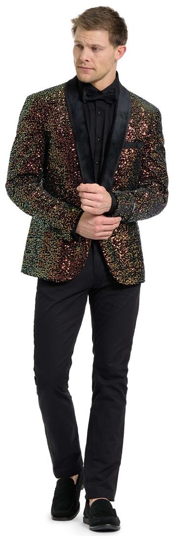 Sophisticated Amber Sequins Dinner Jacket for Holiday Parties Formal Events and Special Celebrations