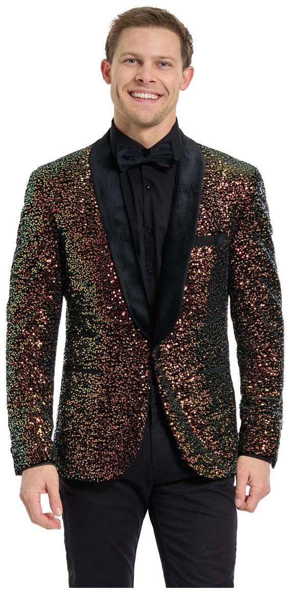 OppoSuits Deluxe Men's Blazers Dinner Jacket - Amber Sequins