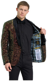 OppoSuits Deluxe Men's Blazers Dinner Jacket - Amber Sequins