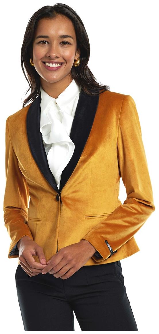 Elegant OppoSuits Deluxe Women's Gold Blazer for Holiday Parties and Formal Occasions