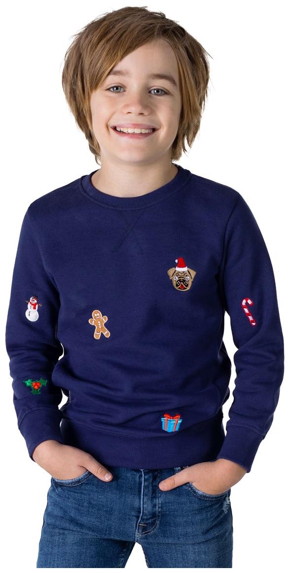 Stylish OppoSuits Deluxe Boys Navy X-Mas Icons Sweater for Christmas Parties and Festive Celebrations