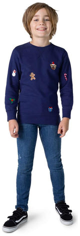 Stylish OppoSuits Deluxe Boys Navy X-Mas Icons Sweater for Christmas Parties and Festive Celebrations