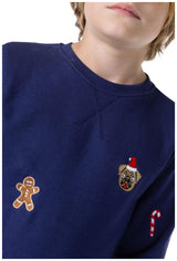 Stylish OppoSuits Deluxe Boys Navy X-Mas Icons Sweater for Christmas Parties and Festive Celebrations