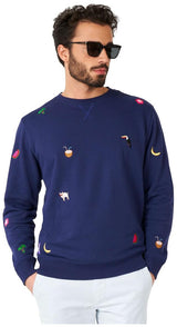 OppoSuits Deluxe Men's Sweaters Summer Icons - Navy