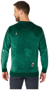 OppoSuits Deluxe Men's Sweaters Velvet Green - Xmas Icons